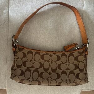 Coach Tan and Brown Signature Shoulder Bag